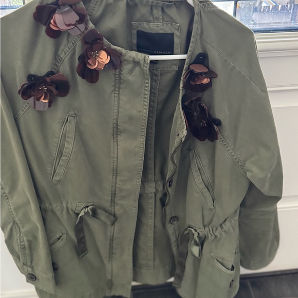 Banana Republic Olive Utility Jacket with Floral Accents - Picture 1 of 5